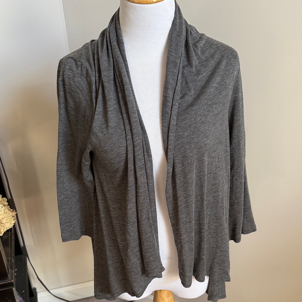 LOFT Charcoal Open Front Cardigan